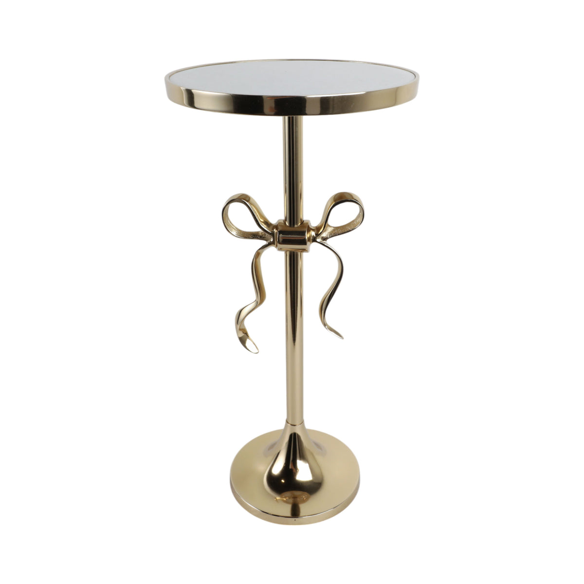 York Bow Table With Marble Tabletop - Gold