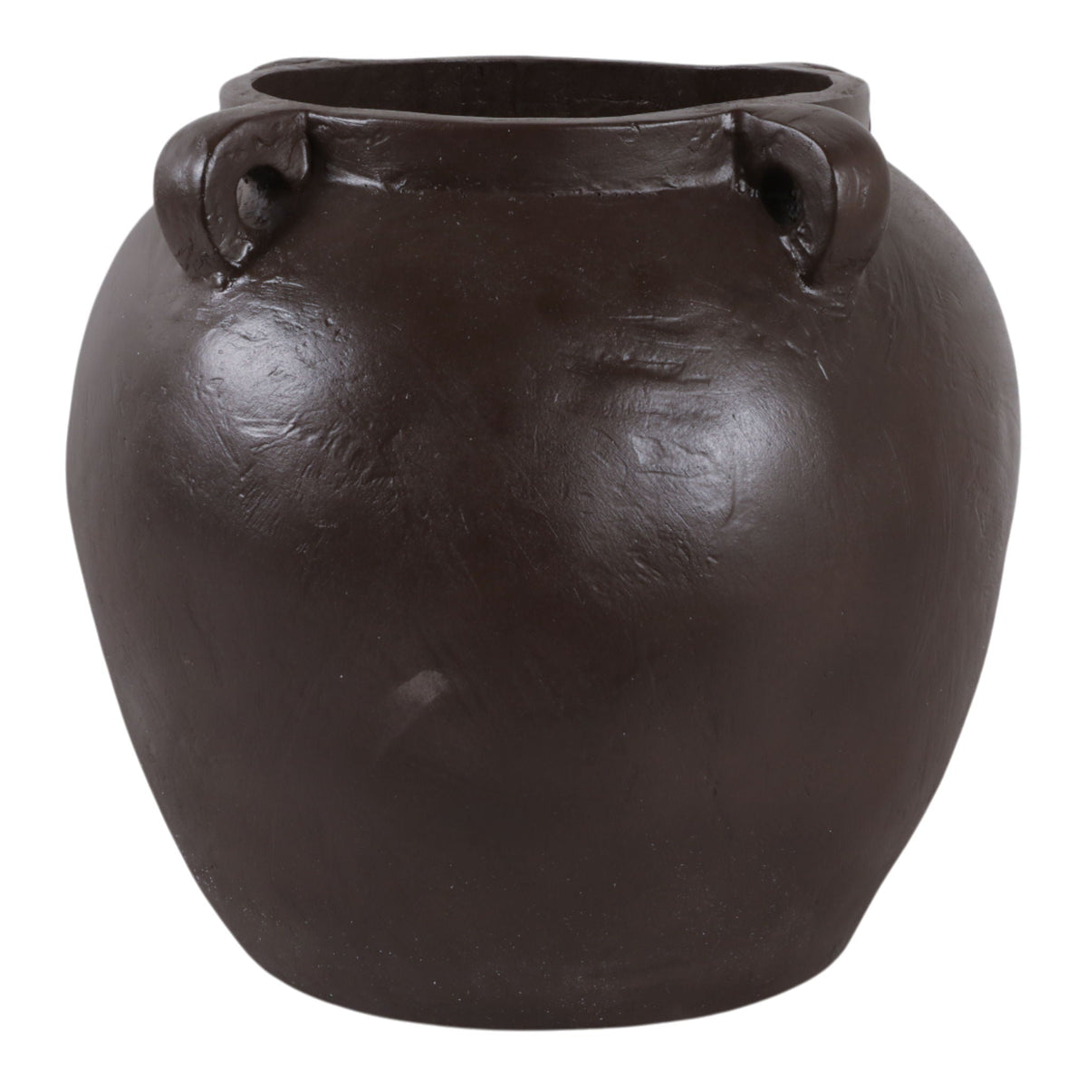 15" x 14" Textured Ecomix 4-Handle Vase - Brown