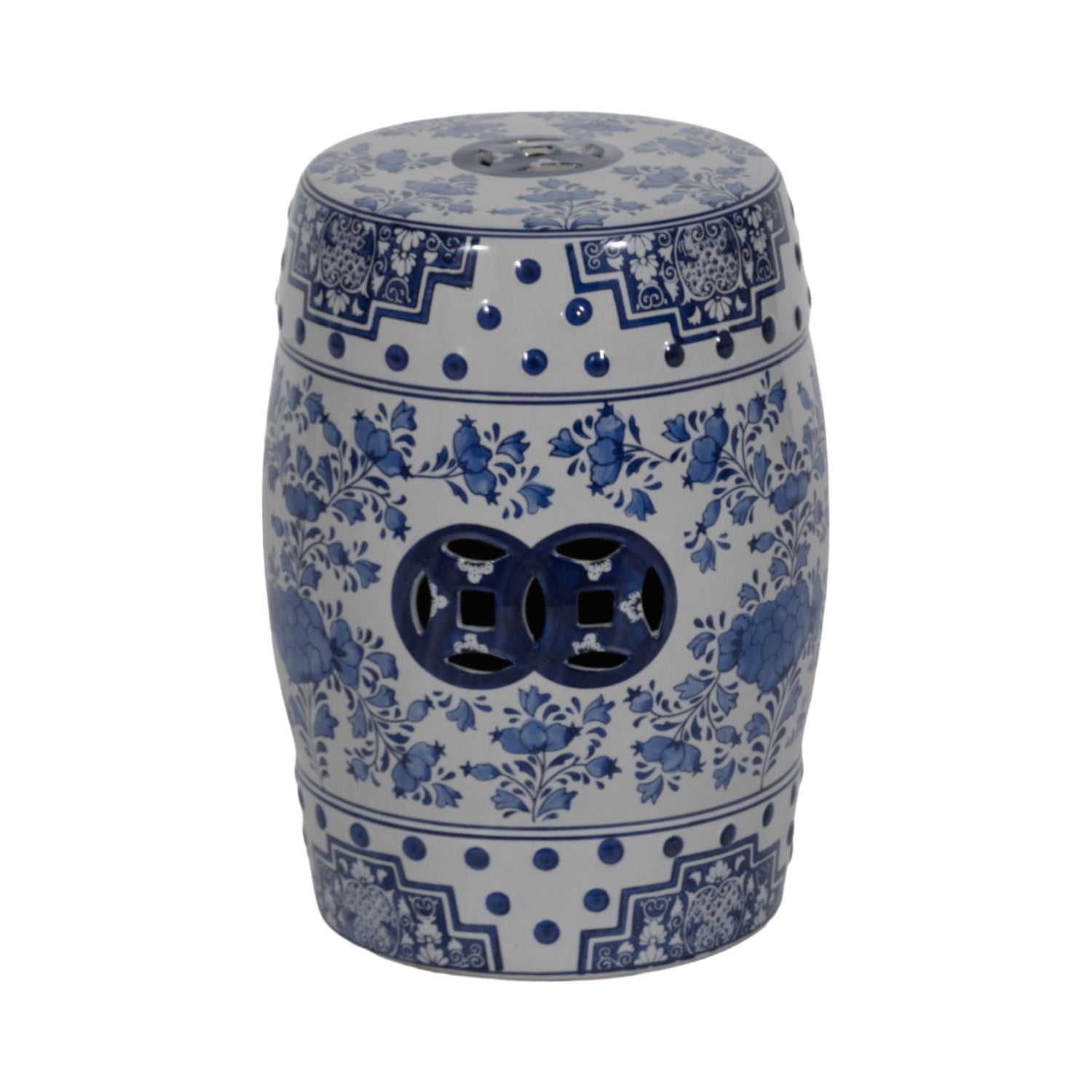 Chinoiserie Stool - Blue / White