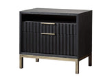 8ZU581 Kentfield Solid Wood Two Drawer Nightstand In Black Drifted Oak