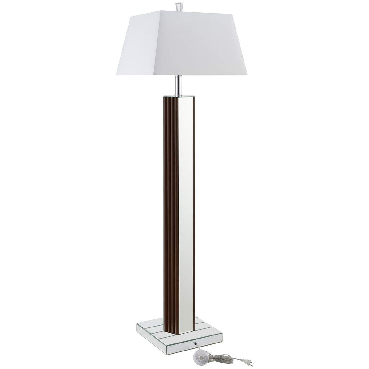 920178 Elena 67-inch Square Tapered Mirrored Floor Lamp Brown