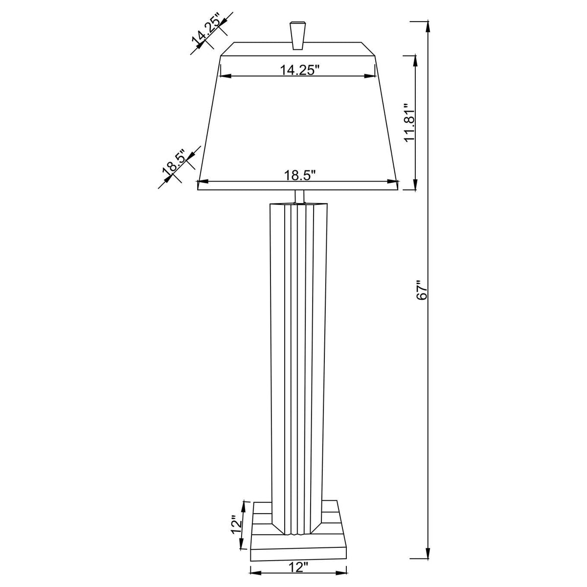 920178 Elena 67-inch Square Tapered Mirrored Floor Lamp Brown