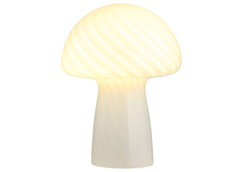 920249 Kanaby Mushroom Shaped Glass Bedside Table Lamp White