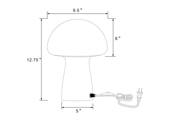 920249 Kanaby Mushroom Shaped Glass Bedside Table Lamp White