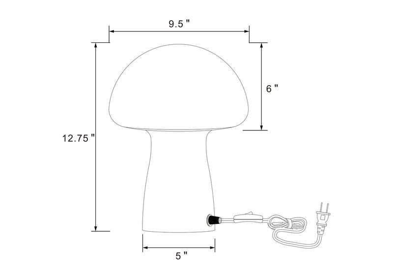 920249 Kanaby Mushroom Shaped Glass Bedside Table Lamp White