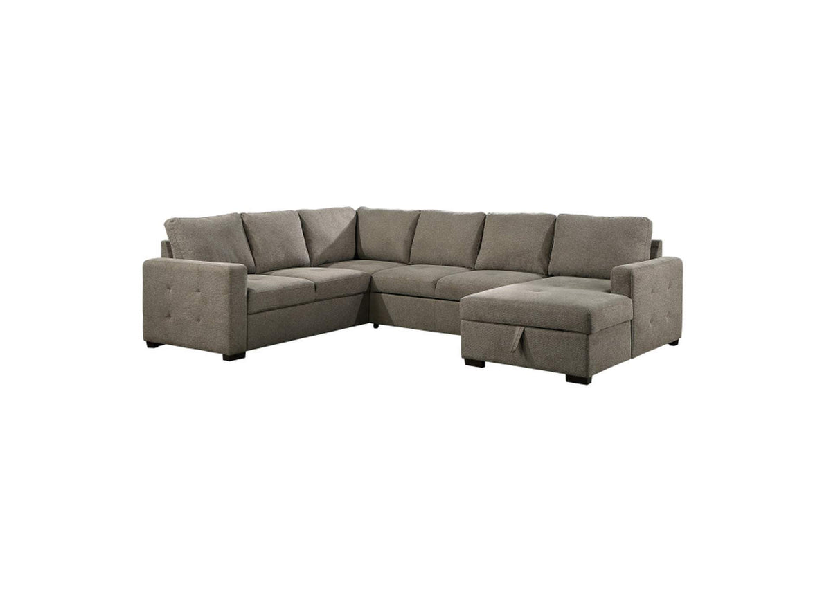 9206BRKIT33LRC Elton 3-Piece Sectional with Pull-out Bed and Right Chaise with Hidden Storage