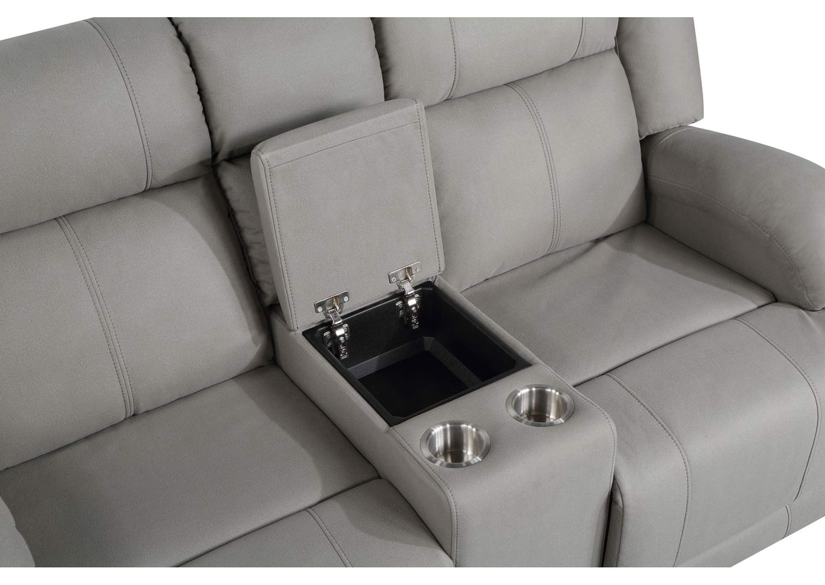 9207GRY-2PW Camryn Power Double Reclining Love Seat with Center Console
