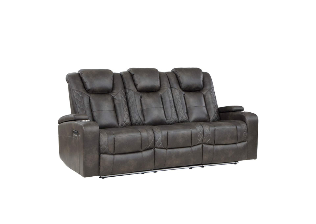 9211BRG-3PWH Tabor Power Double Reclining Sofa with Center Drop-Down Cup Holders, Power Headrests, Storage Arms and Cup holders