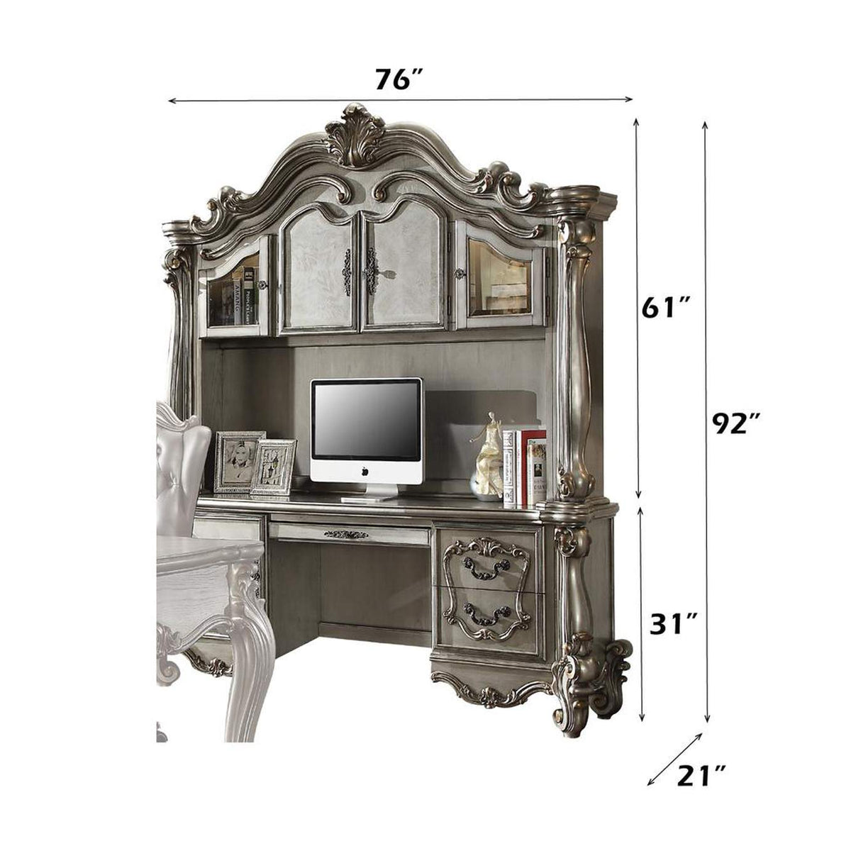 92824 Versailles Executive Computer Desk with Hutch
