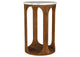 930080 Berkeley Round Marble Top Side Table White and Brown