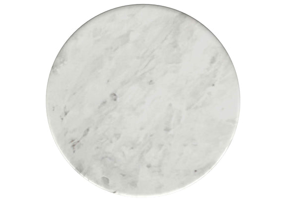 930080 Berkeley Round Marble Top Side Table White and Brown