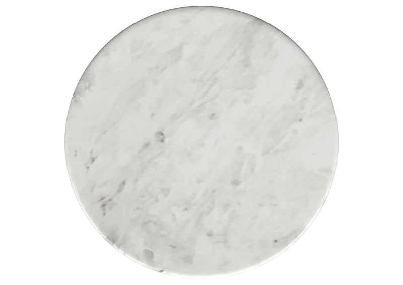 930080 Berkeley Round Marble Top Side Table White and Brown