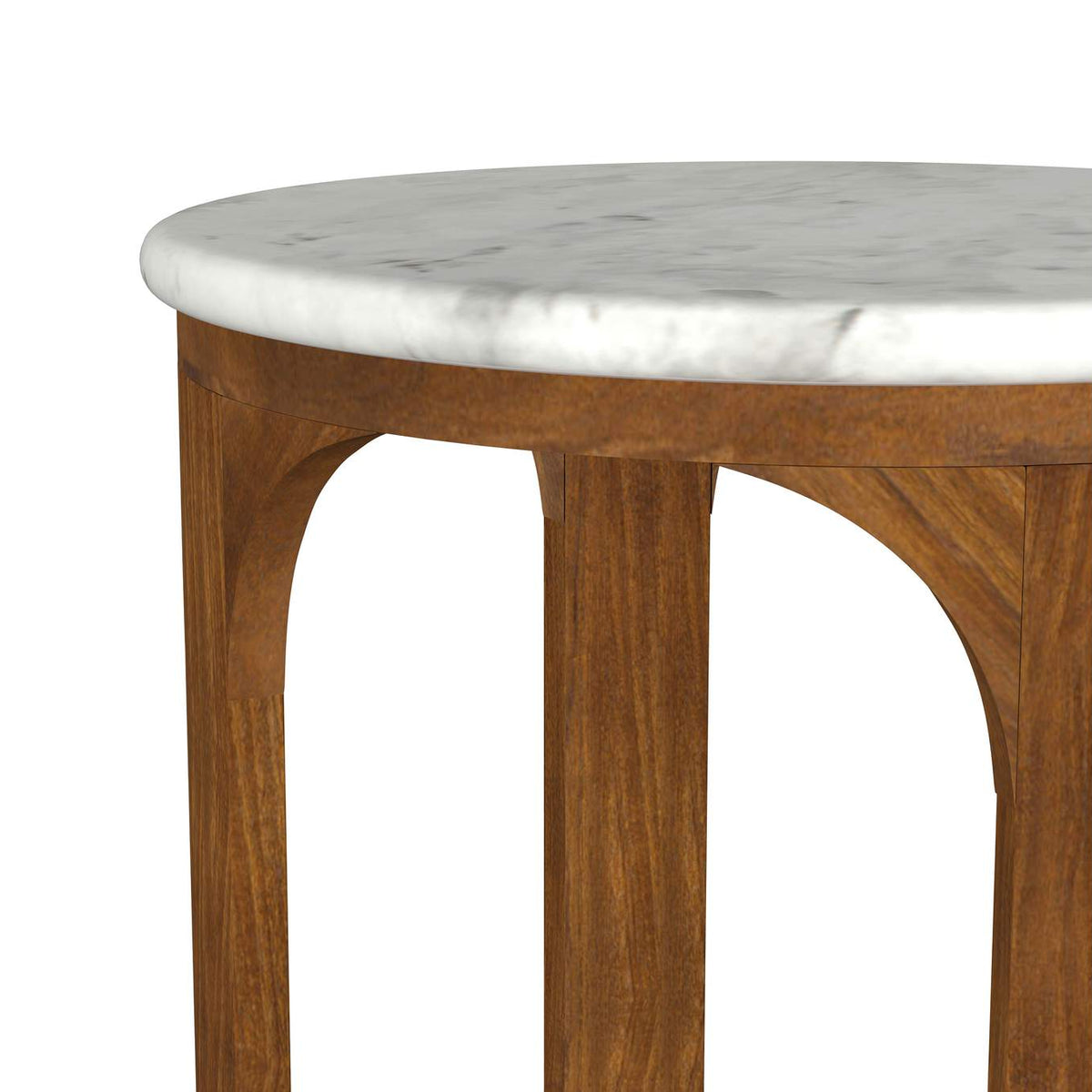 930080 Berkeley Round Marble Top Side Table White and Brown