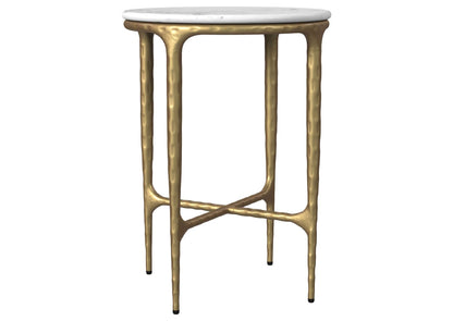 930081 Baldwin Round Marble Top Side Table White and Gold
