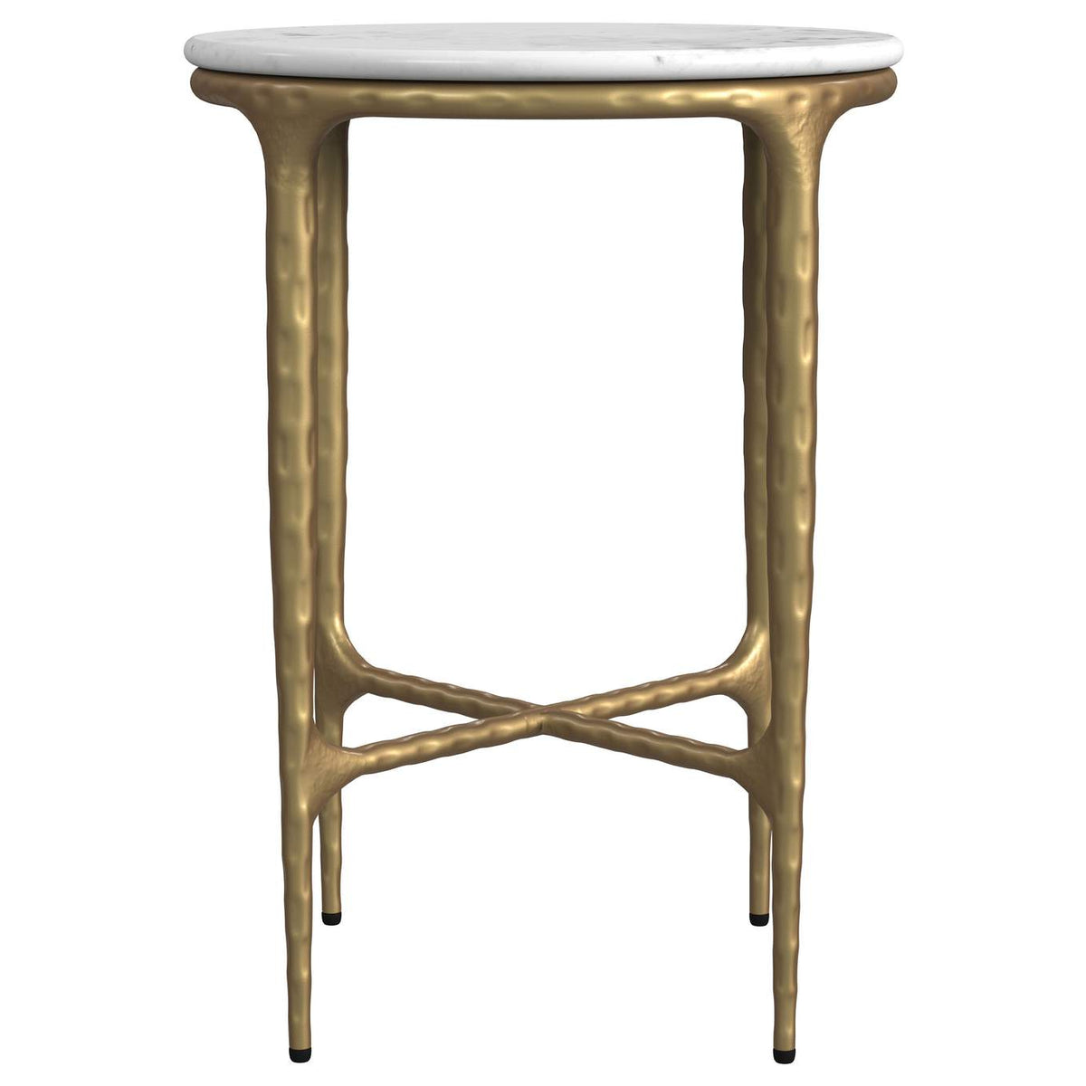 930081 Baldwin Round Marble Top Side Table White and Gold