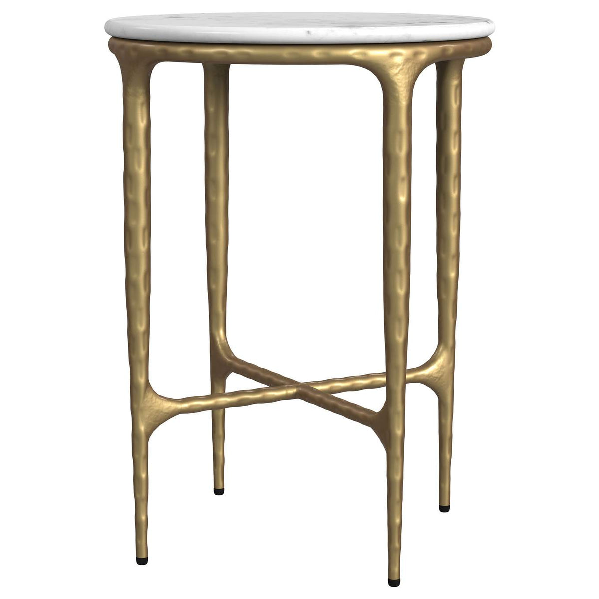 930081 Baldwin Round Marble Top Side Table White and Gold