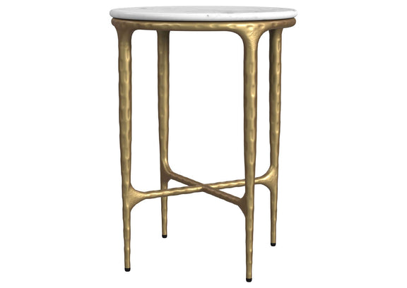 930081 Baldwin Round Marble Top Side Table White and Gold