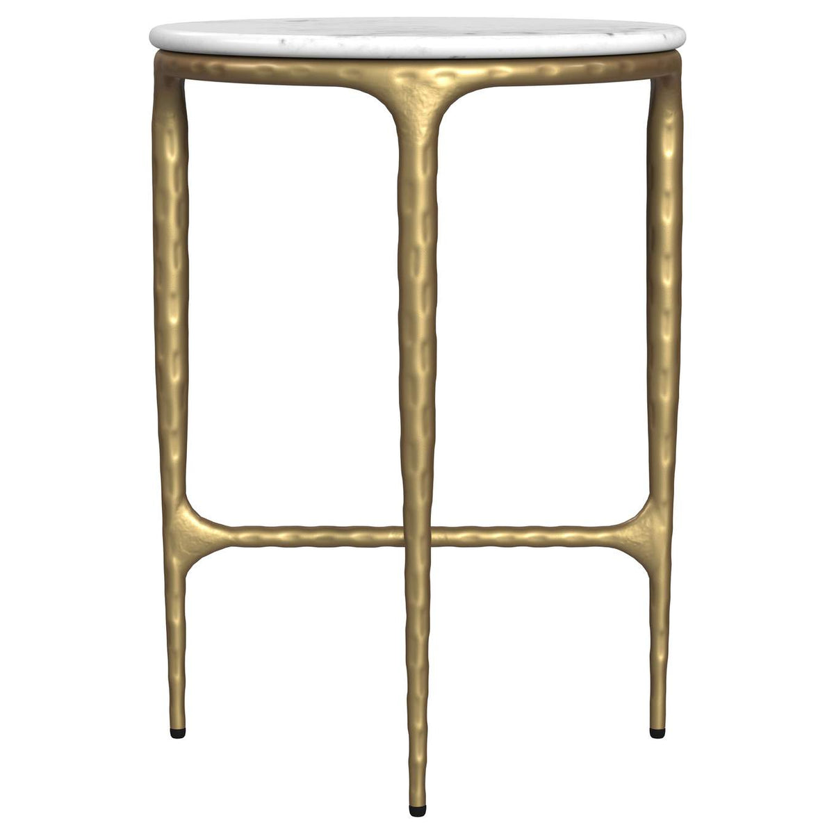 930081 Baldwin Round Marble Top Side Table White and Gold
