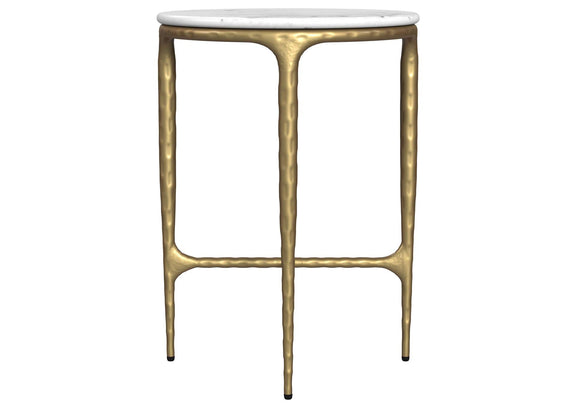 930081 Baldwin Round Marble Top Side Table White and Gold