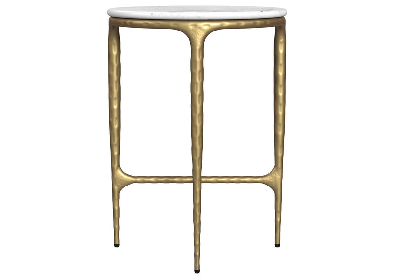 930081 Baldwin Round Marble Top Side Table White and Gold