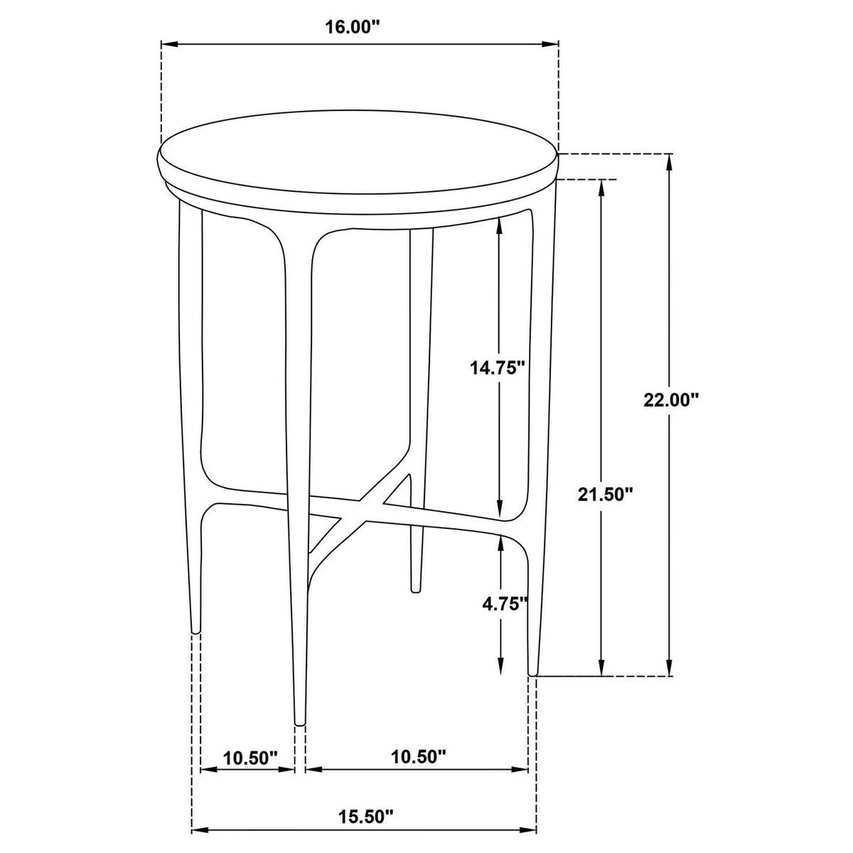 930081 Baldwin Round Marble Top Side Table White and Gold