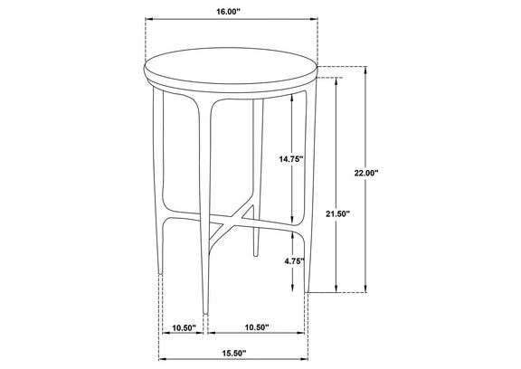 930081 Baldwin Round Marble Top Side Table White and Gold