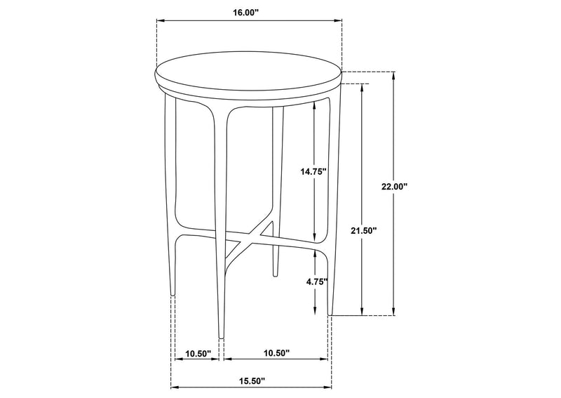 930081 Baldwin Round Marble Top Side Table White and Gold