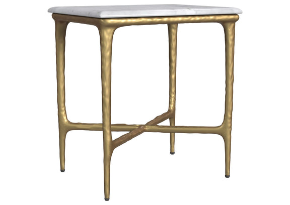 930091 Baldwin Rectangular Marble Top Side Table White and Gold