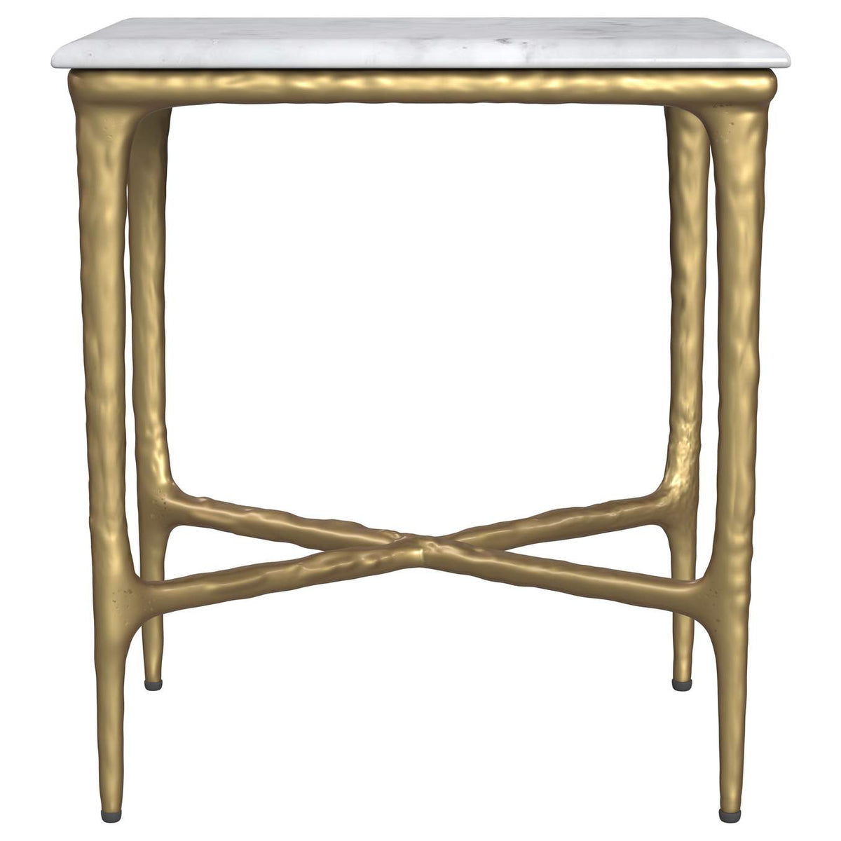 930091 Baldwin Rectangular Marble Top Side Table White and Gold