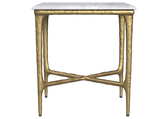 930091 Baldwin Rectangular Marble Top Side Table White and Gold