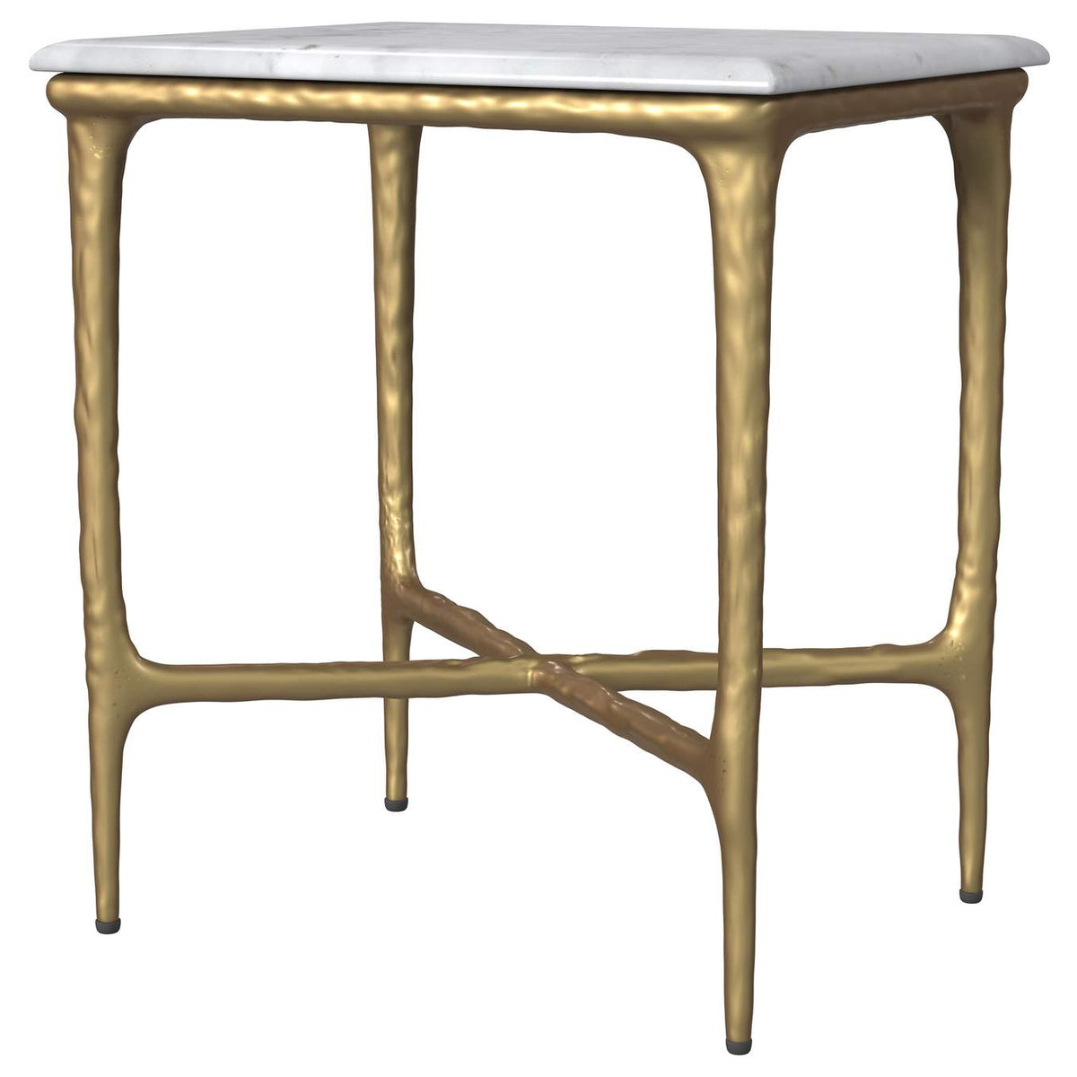 930091 Baldwin Rectangular Marble Top Side Table White and Gold