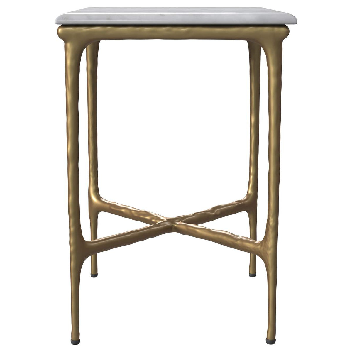 930091 Baldwin Rectangular Marble Top Side Table White and Gold