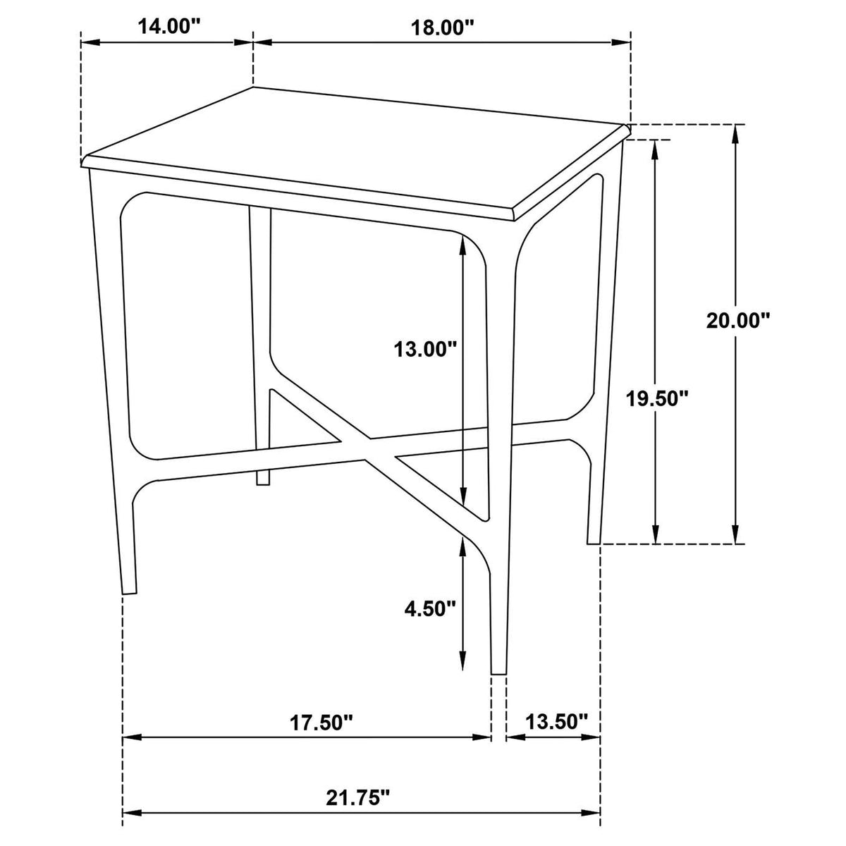 930091 Baldwin Rectangular Marble Top Side Table White and Gold