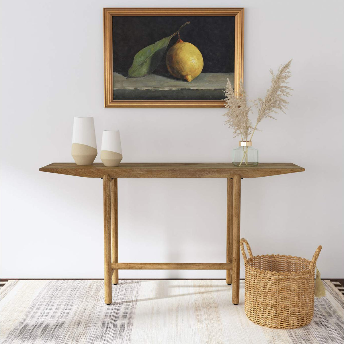 930128 Darius Solid Wood Entryway Console Table Natural Mango