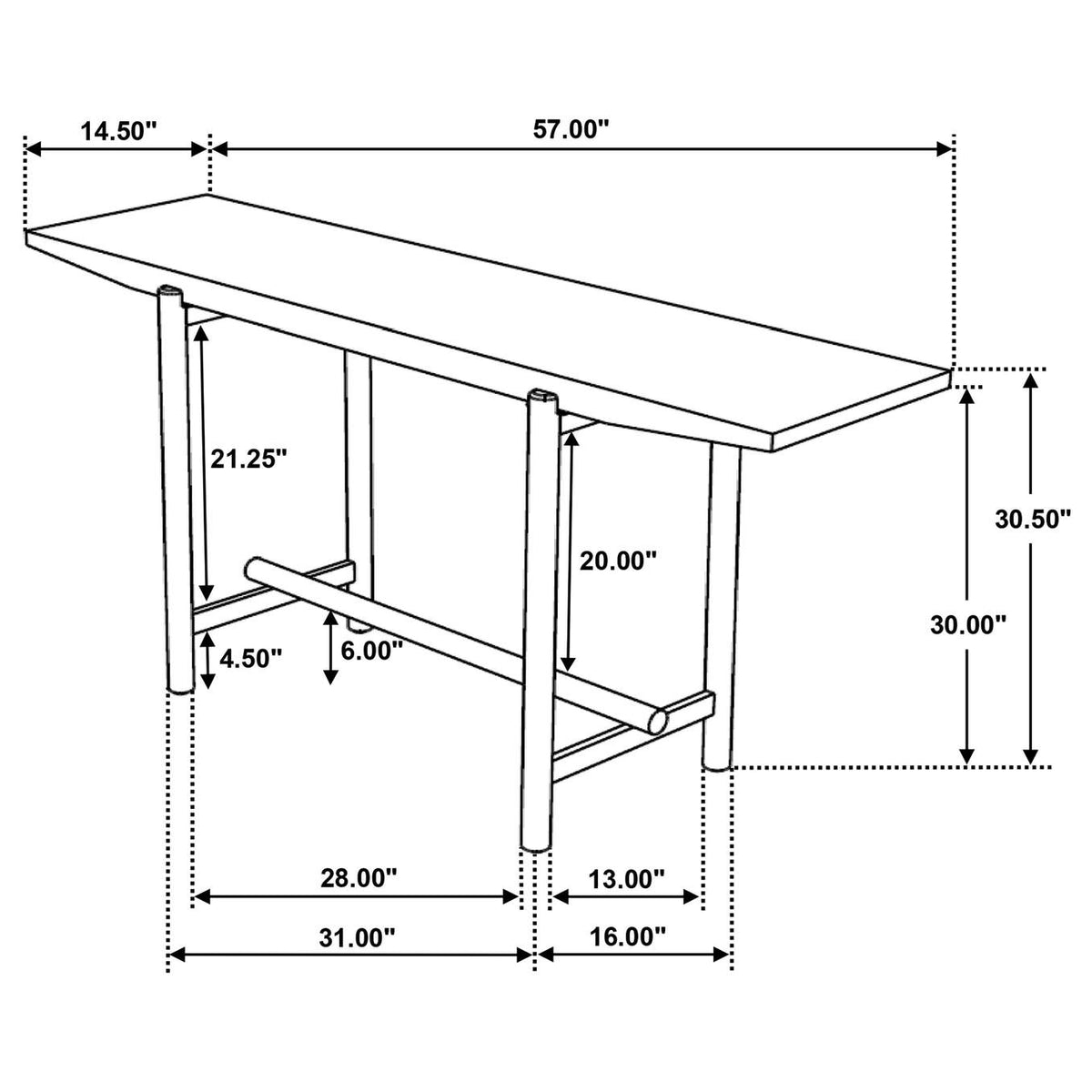 930128 Darius Solid Wood Entryway Console Table Natural Mango