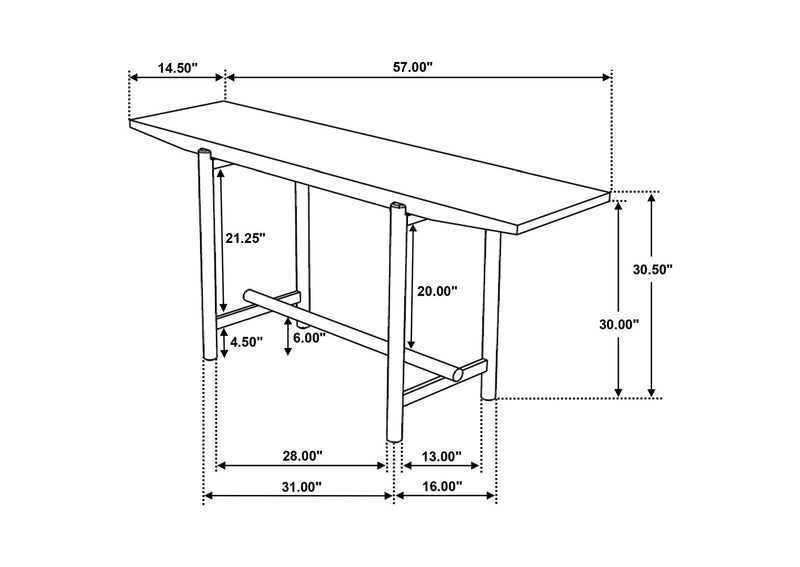 930128 Darius Solid Wood Entryway Console Table Natural Mango