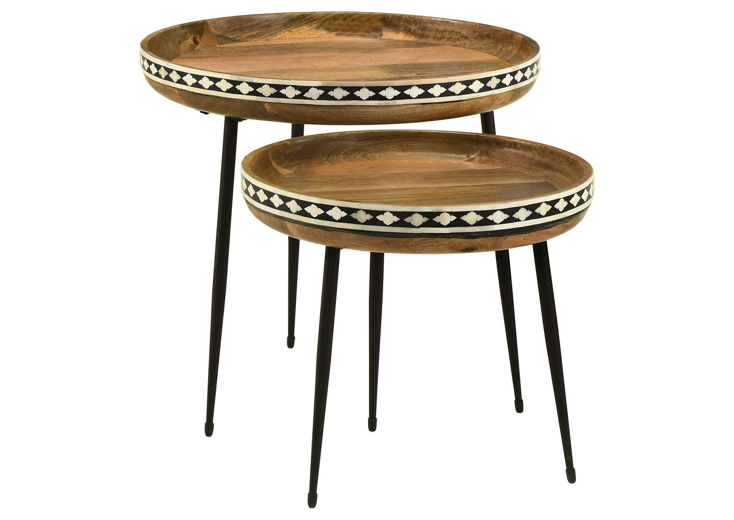 Ollie 2-piece Solid Wood Bone Inlay Nesting Table Natural