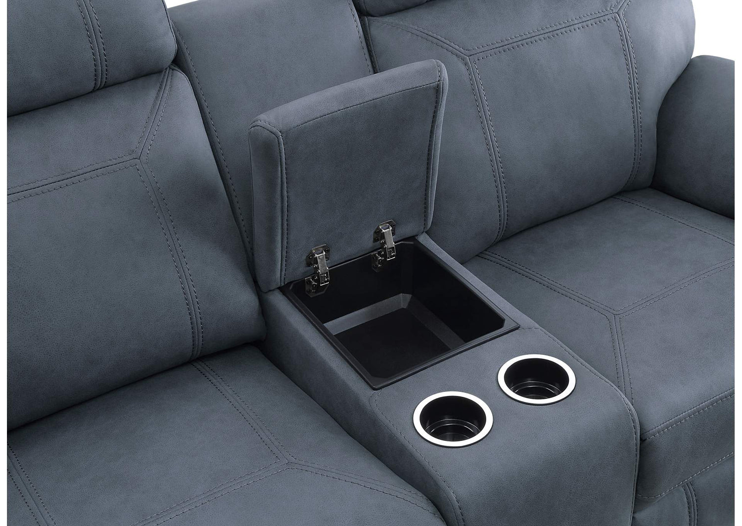 9301BUE-2 Clifton Double Glider Reclining Love Seat with Center Console