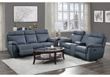 9301BUE-3 Clifton Double Reclining Sofa with Center Drop-Down Cup Holders