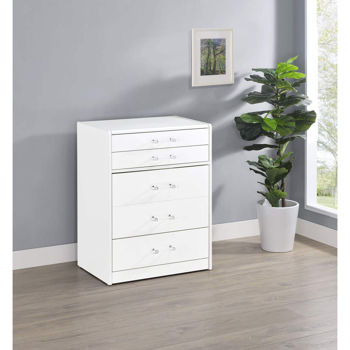 930208 Danbury 3-drawer Makeup Vanity & Stool Set White High Gloss