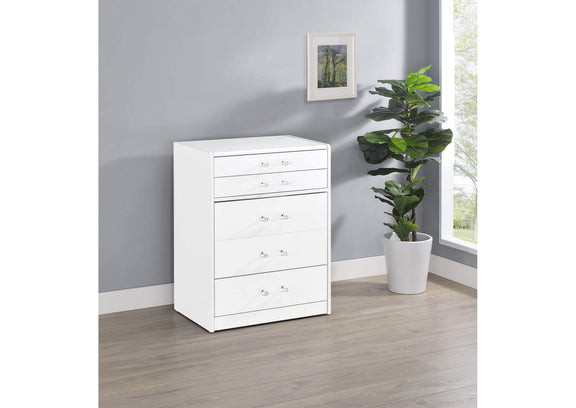 930208 Danbury 3-drawer Makeup Vanity & Stool Set White High Gloss