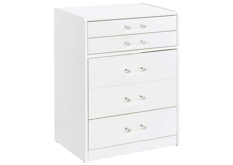 930208 Danbury 3-drawer Makeup Vanity & Stool Set White High Gloss