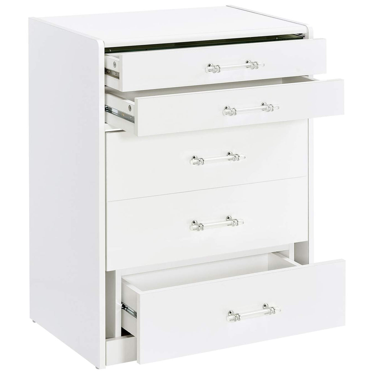 930208 Danbury 3-drawer Makeup Vanity & Stool Set White High Gloss