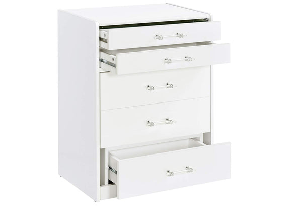 930208 Danbury 3-drawer Makeup Vanity & Stool Set White High Gloss