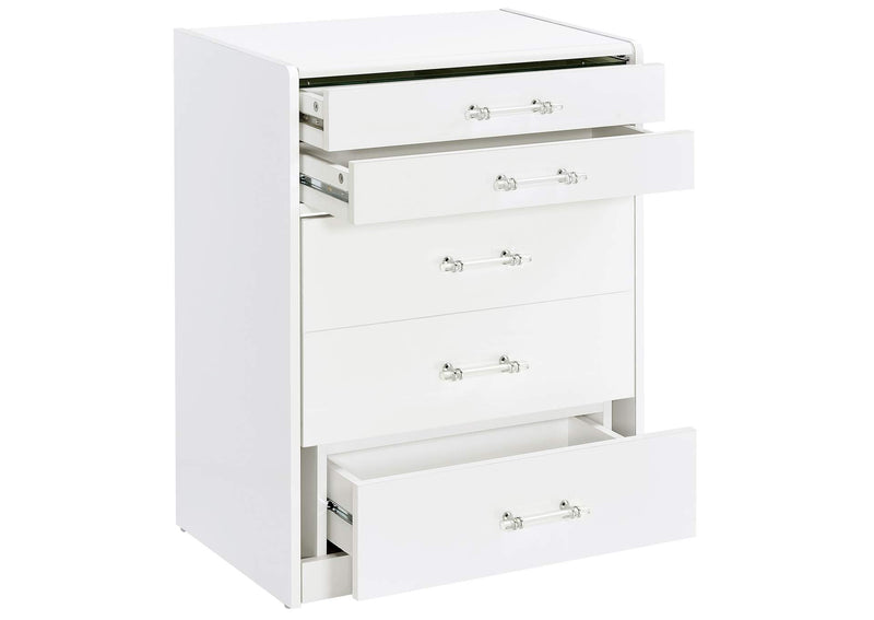 930208 Danbury 3-drawer Makeup Vanity & Stool Set White High Gloss