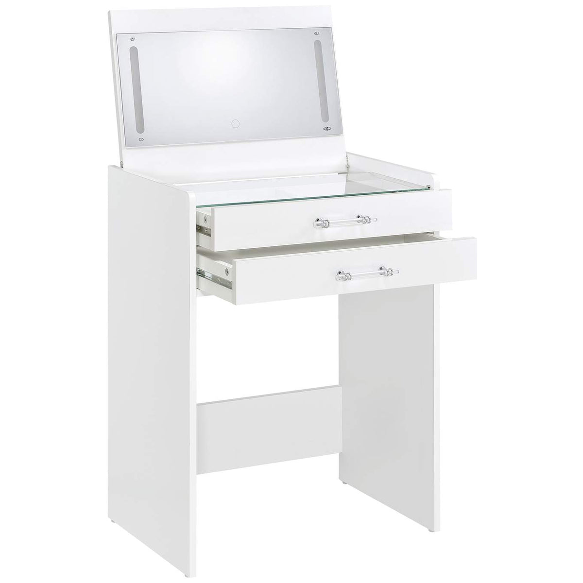 930208 Danbury 3-drawer Makeup Vanity & Stool Set White High Gloss