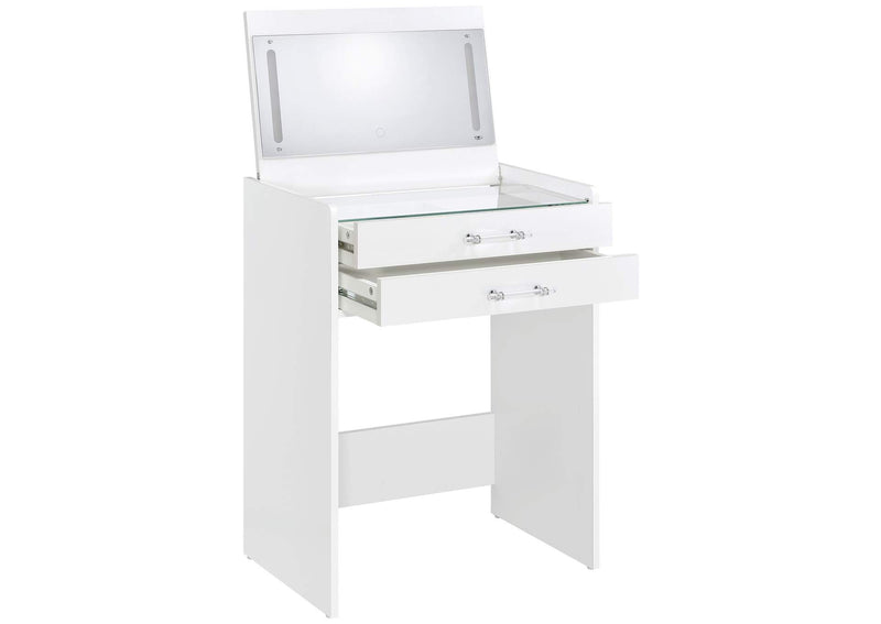 930208 Danbury 3-drawer Makeup Vanity & Stool Set White High Gloss