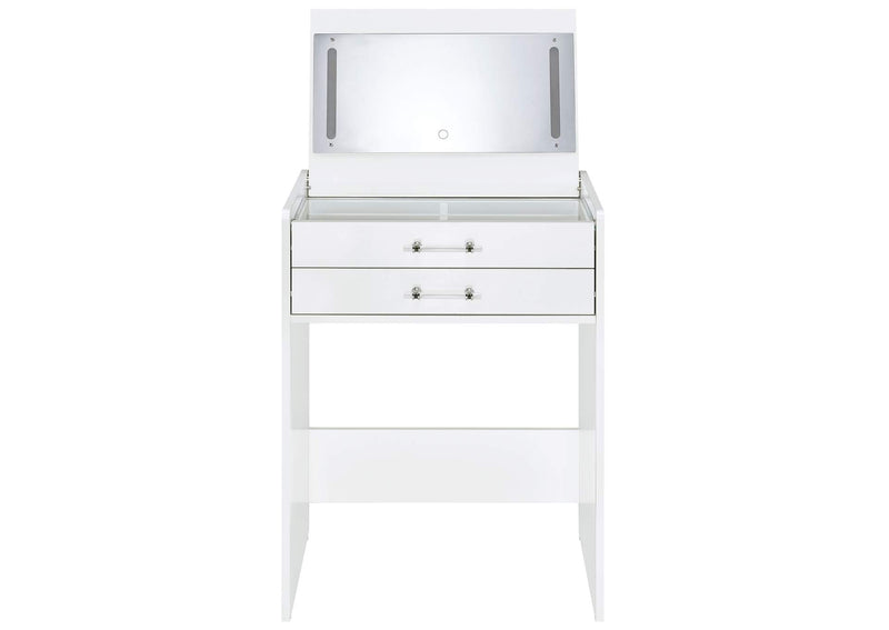 930208 Danbury 3-drawer Makeup Vanity & Stool Set White High Gloss