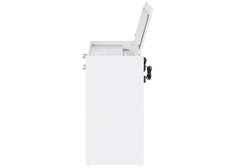 930208 Danbury 3-drawer Makeup Vanity & Stool Set White High Gloss
