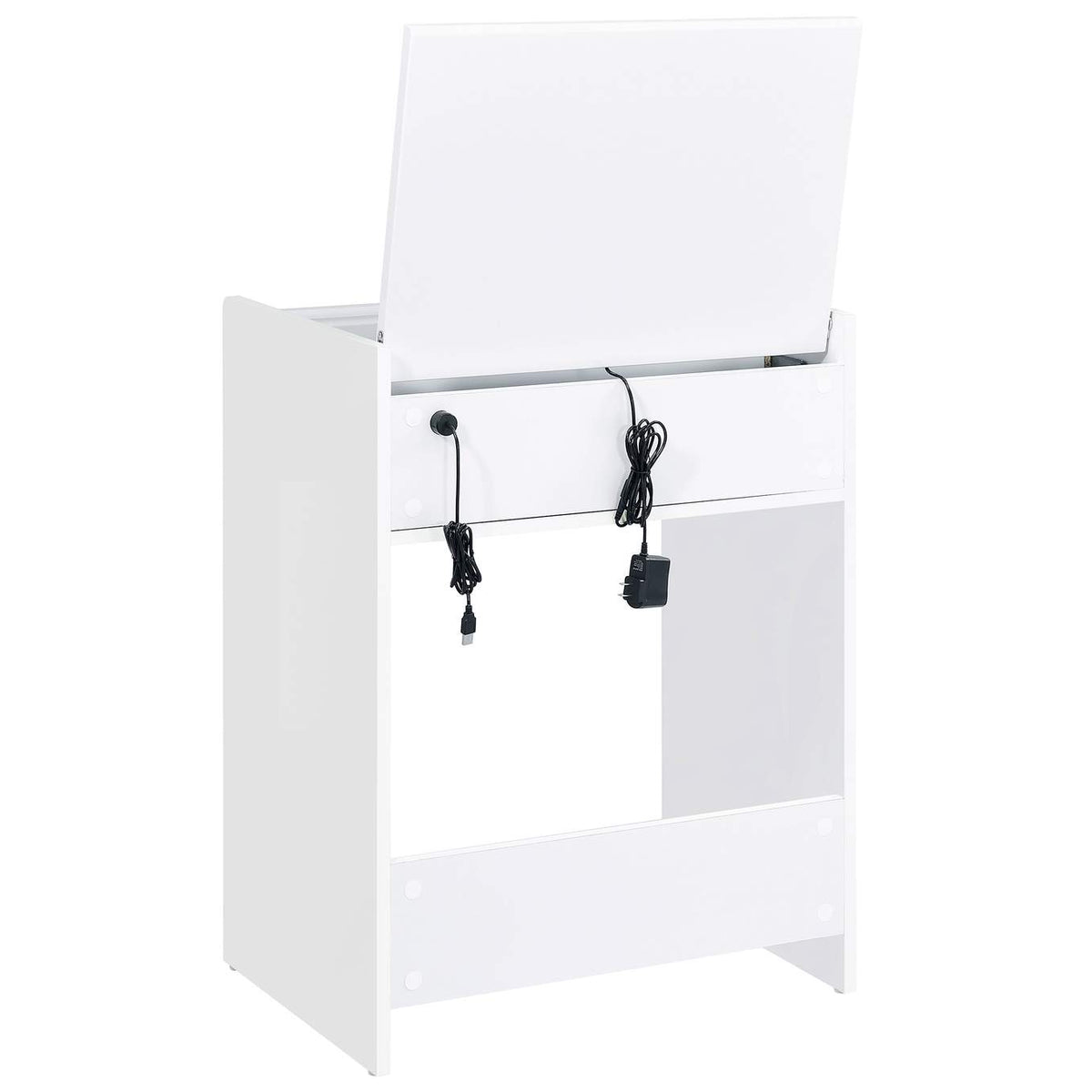 930208 Danbury 3-drawer Makeup Vanity & Stool Set White High Gloss